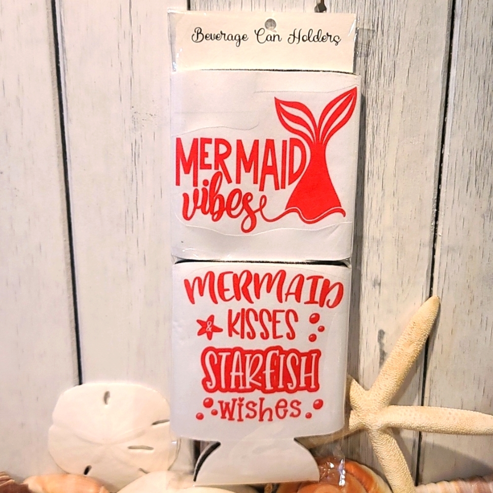 MERMAID theme Beverage holder set of 2 for can water bottle beer NWT